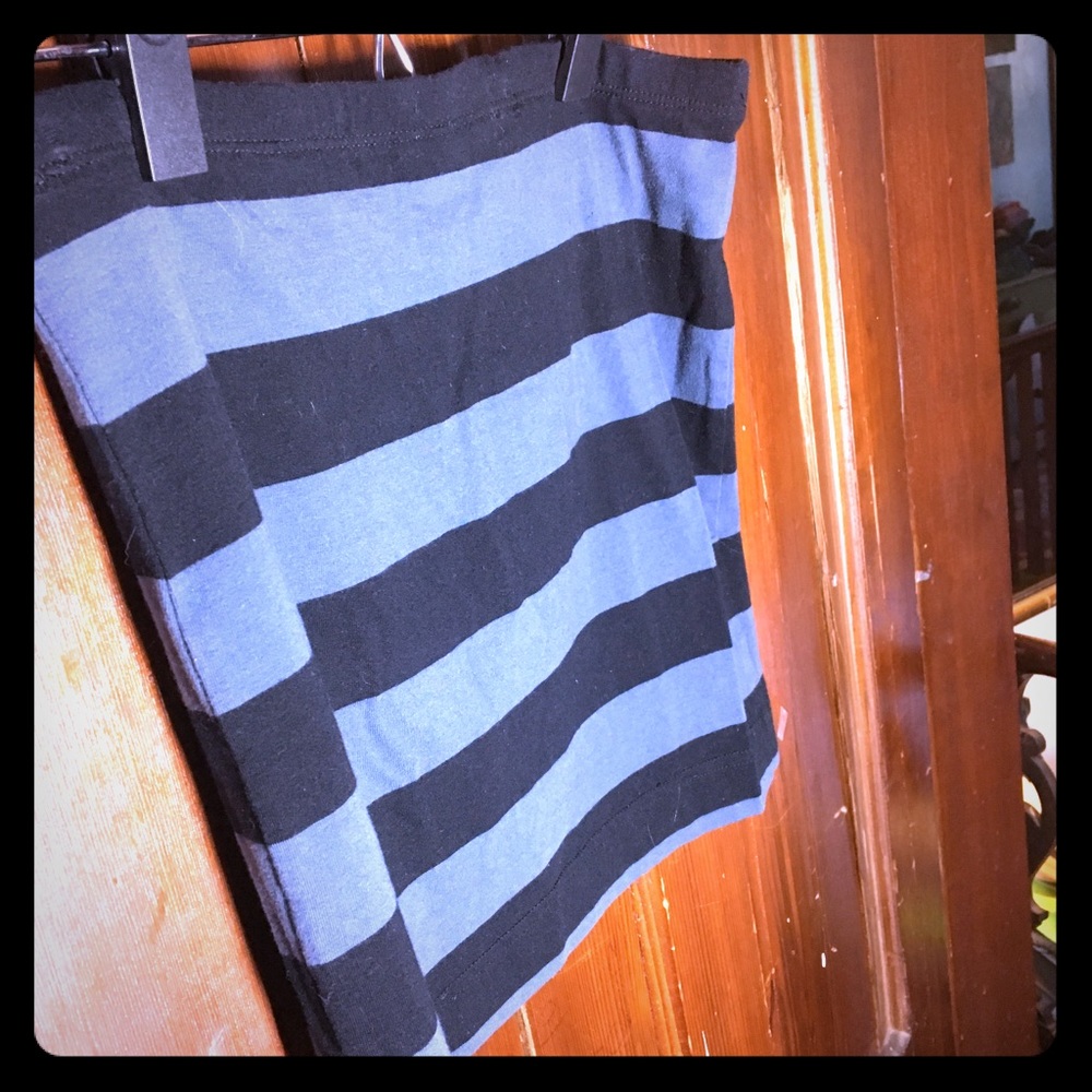 Pale Blue/Black Stripped Mini Skirt